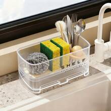 1个厨房沥水架，自沥水收纳架，清洁工具整理架，水槽皂液器架，抹布架，海绵架，刷子架，厨房收纳架，厨房清洁架，浴室皂液器架，浴室收纳架，实用家居用品，厨房爱好者的礼物 - 彩色 - 查看 7