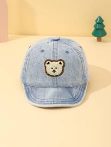 1 pieza Gorra de béisbol con decoración de oso bebé para protección solar, apta para uso diario de niños y niñas - azul claro - Ver 3