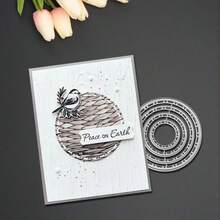 创意圆形金属切割模具，DIY剪贴簿相册和压花模板，贺卡制作工具，卡片纸切割工艺品，礼品卡制作模板模切 - 銀色 - 查看 1