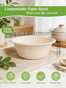 12oz Paper Bowls, Thick & Heat-Resistant Disposable Bowls, Suitable For Salad, Soup, Ice Cream, Parties And Restaurants - Multicolor - View 2