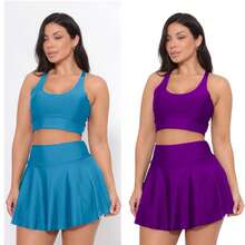 Gym Set: Shorts, Skirt, And Top - Fitness Kit - Tím + Xanh lam - Xem 7