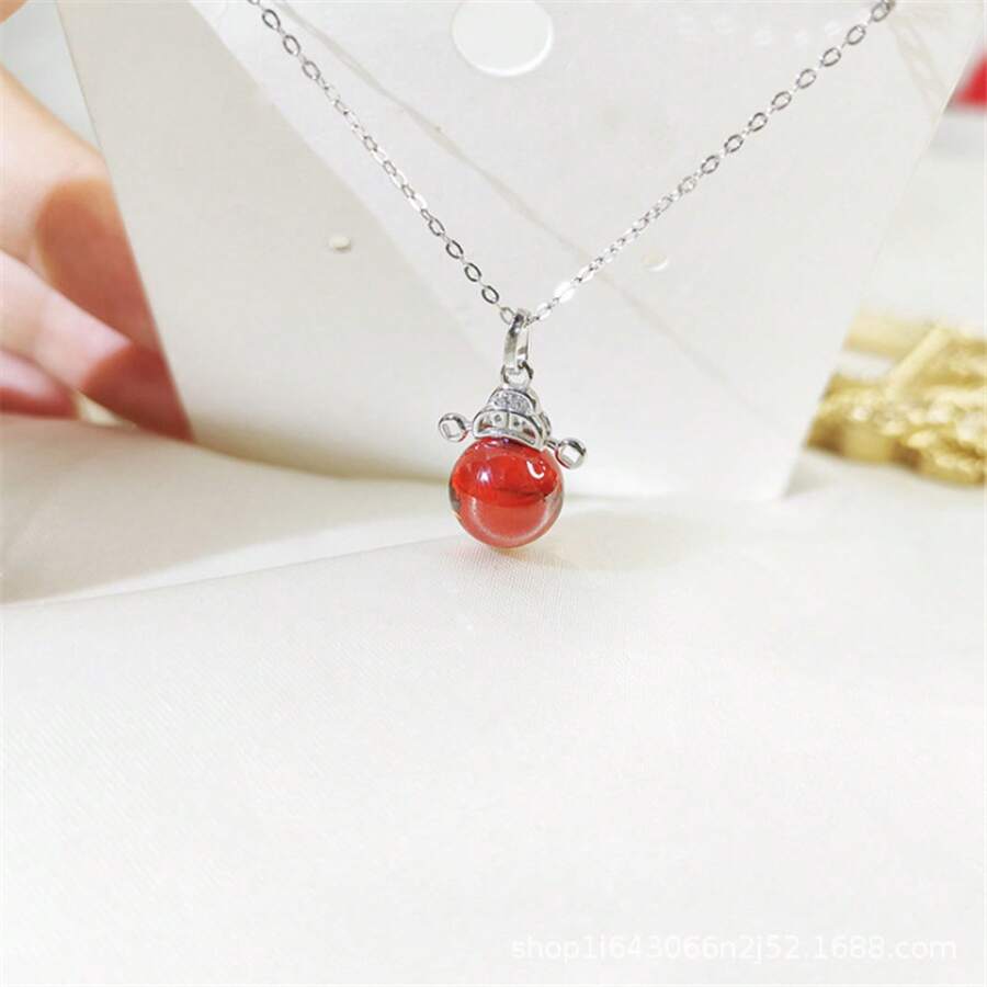 Collar de piedra de granada atraente de la fortuna, dios de la riqueza, colgante para mujeres, regalo de vacaciones - oro - Ver 1