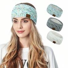 1 Peça Faixa de Cabeça de Malha de Veludo de Inverno - Quente, Elástica e Elegante Gorro Feminino, Adequado para Esportes e Uso Casual - Multicolorido - Visão 6