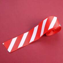 1pc Christmas Striped Grosgrain Ribbon DIY Bow Tie Gift Box Packaging Satin Ribbon Holiday Decor Ribbon For Wedding, Gift Box, Bag Decoration - Red and White - View 9