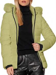 Shendy Vendy Women's Short Corduroy Jacket With Sherpa Lining - MODEL 154 CREAM - View 3