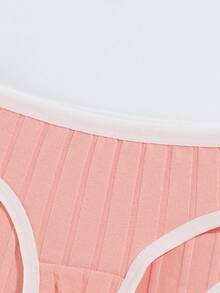 12Pcs Girls Underwear Set Solid Color Elastic Cotton Breathable Girls Tank Top & Triangle Panties Set - Multicolor - View 4