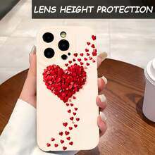 1PC Phone Case,  Heart Shape Red Hearts Pattern , Stylish Phone Case, Phone Decoration, All-around Lens Protection, Creative Small Gift, Funny Gift for Boys and Girls - Schwarz - Übersicht 3
