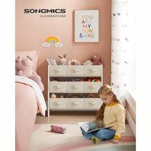 Garage Integrated Storage RacksSONGMICS Estantería Infantil para Juguetes Organizador Infantil 29.5 x 62.5 x 60 cm 9 Cajas de Almacenamiento no Tejidas Blanco Nube MGKR033W10 - BlancoNube - Ver 3