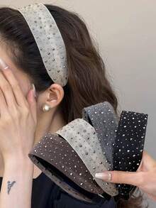 1件韩式优雅蕾丝水钻发箍，女士发圈，发饰发带 - 彩色 - 查看 6