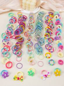 10/15/50/100/876件糖果色甜美女孩发饰套装，包含丝带蝴蝶结发夹、珍珠花朵发夹、兔耳朵发圈、网纱蝴蝶结侧夹、蝴蝶结发圈、Y2K星星BB夹、迷你爪夹和蕾丝竹结弹力发带，是女孩日常、派对和旅行发型的必备单品。 - 彩色 - 查看 4
