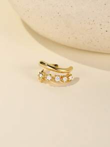 1 Stück 925 Sterling Silber modische achteckige Stern & Vierblatt Kubikzirkonia Clip-On Ohrringe, exquisiter Schmuck geeignet für den täglichen Gebrauch von Frauen, Partys und Bankette - Gold - Übersicht 6