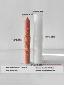 1个长柱石榴浮雕蜡烛模具 - 石榴图案 - 可重复使用的硅胶模具，适用于DIY香薰蜡烛、肥皂、石膏装饰品 - 石榴浮雕设计，易于脱模，蜡/肥皂/石膏模具 - 适合初学者和专家，节日礼物 - 白色 - 查看 7