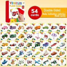 54 PCS Cartoon Style Children's Educational Vehicles, Fruits&Vegetables, Dinosaur, Learning Cards, Double-Sided Learning Cards, Rounded Corner Design, Early Education Creative Toys, For Party Gifts, Christmas And New Years Gifts