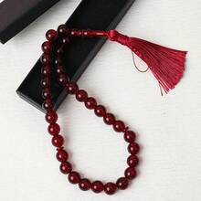 33pcs Black Gemstone Beaded Necklace With Tassel - Middle Eastern Style Fashionable Men's Rosary - Multicolor - View 5