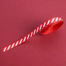 1pc Christmas Striped Grosgrain Ribbon DIY Bow Tie Gift Box Packaging Satin Ribbon Holiday Decor Ribbon For Wedding, Gift Box, Bag Decoration - Red and White - View 1