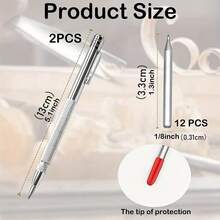 Diamond Glass Cutter Pen 6/12PCS Strong Magnetic Scribing Pen Replaceable Tip For Tile Glass Metal Marking Tungsten Steel Scriber - Silver - View 4