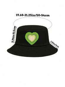 1 Stück Kinder Rosa/Schwarz Farbverlauf Herz Muster Fischerhut, süß & modisch, leichter Sonnenschutz, geeignet für Frühling/Sommer, praktisches Geschenk für Geburtstag, Feiertage, Jungen & Mädchen - Verschiedenfarbig - Übersicht 5