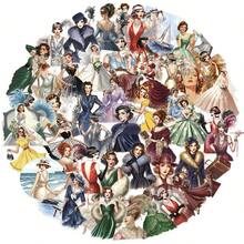 50 piezas Pegatinas de señora retro de materiales de PET transparente para fundas de teléfono, portátiles, maletas, tazas de agua, pegatinas impermeables, suministros de scrapbooking, pegatinas divertidas, suministros de scrapbooking para Kindle - Verde - Ver 4