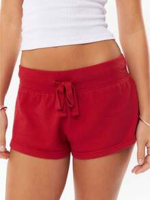 Womens Summer Sweat Shorts Drawstring Casual Athletic Workout Lounge Shorts Spring Outfits Beach Vacation Clothes 2026 - Đỏ - Xem 1