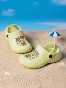 1双男童可爱卡通熊休闲轻便透气沙滩凉鞋，时尚百搭，适合春夏穿着 - 米色 - 查看 2