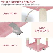 DOGAT 208cm Tall Cat Tree Tower For Indoor Large Cats Multi Level Activity Centre With Hammock Condos Perches 16 Sisal Scratching Posts Anti Tip Reinforced Base - Pink - Pink - View 9