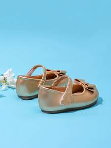1 Pair Fashionable Bow Decor Girls' Flat Casual Shoes, Suitable For Spring/Autumn - Gold - View 6