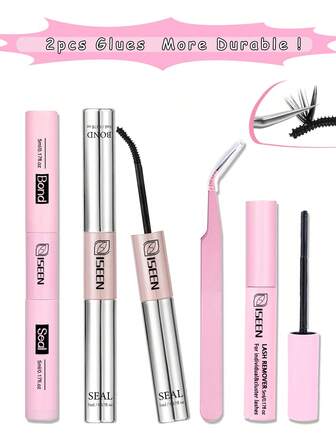 2-i-1-fransbindnings- och förseglingsset, starkt fäste för fransklusterlim 20 ml fransklusterlim, 5 ml borttagning, pincett, 2-i-1 ögonfransbindnings- och förseglingsset för långa fransförlängningar, 2 st lim är mer hållbara