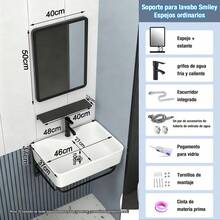 Rectangula Calidad Lavabos Alta Con Espejo+grifo Minimalista - Blanco - Ver 3