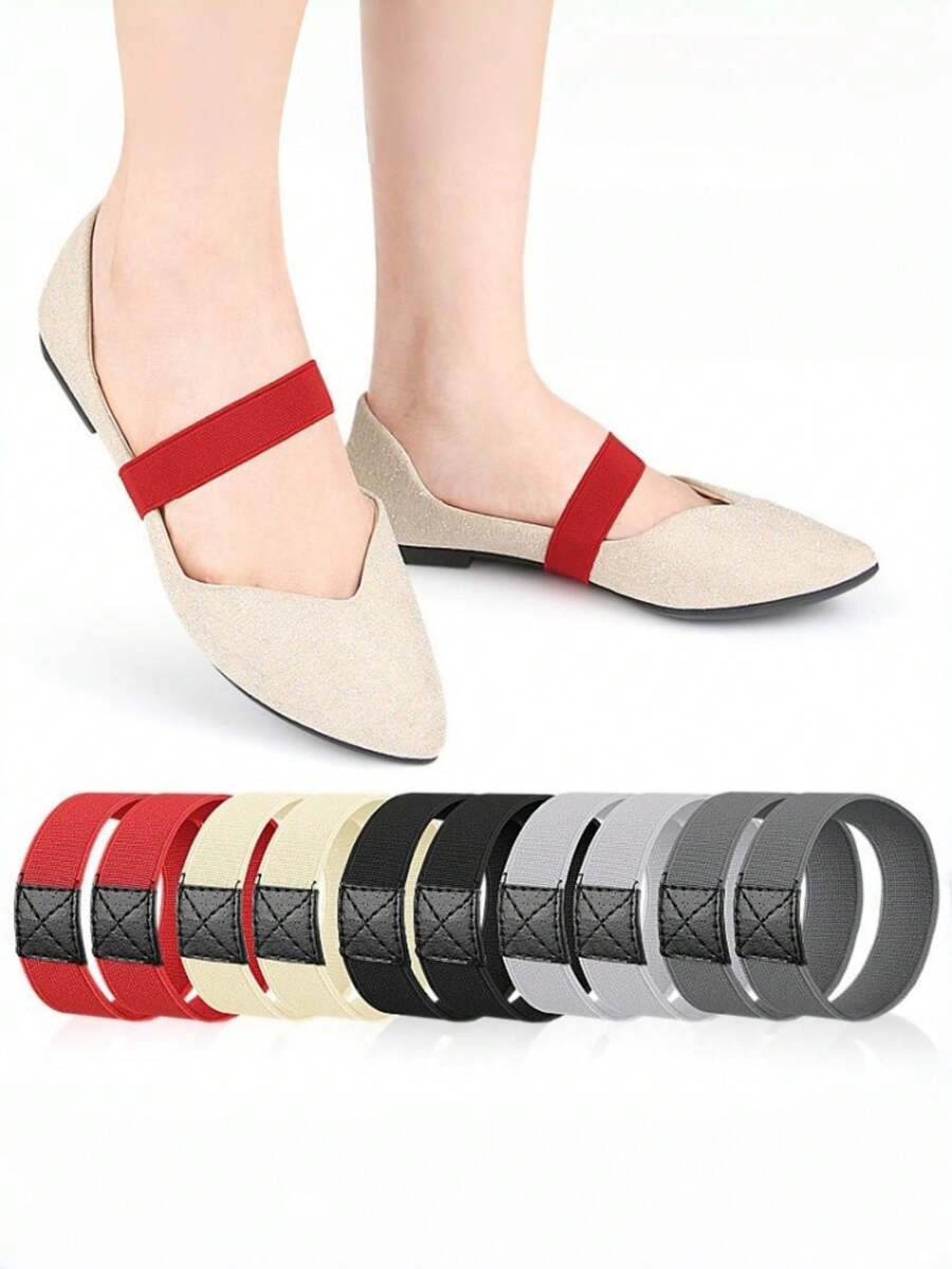2pcs/Set Shoes, High Heels, Easy-To-Slip Shoelaces, Non-Conforming Shoelaces, Women's Elastic Bands, Non-Slip Laces, Heel Straps - Multicolor - View 1