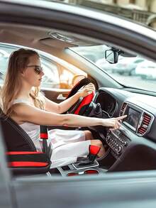 6件套、3件套、1件套PU皮革汽车内饰配件套装 - 方向盘套、扶手套、手刹套、安全带套 - 女士款，适用于轿车、SUV、卡车及各种车型