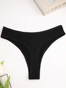 5pcs Women Seamless Breathable Comfortable Thong Panties - Black - View 5