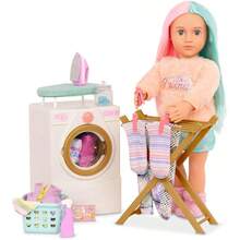 Our Generation - Lavadora de muñecas Estante de Secado Plancha y Juego de Limpieza Accesorios de casa de muñecas de 18 Pulgadas Juego de simulacion - Juguetes para niños a Partir de 3 años - DiaConveniente y duradero,Los favoritos de los niños - Multicolor - Ver 5