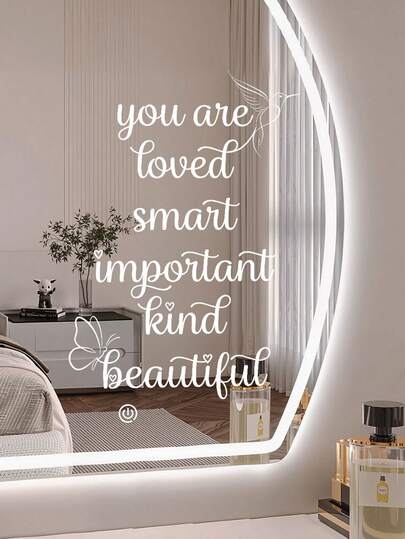 Black & White "You Are Loved" Mirror Decal - Self-Love Inspirational Vinyl Sticker, Positive Affirmation Window/Wall Decal For Bedroom, Bathroom, Vanity, Removable Waterproof Motivational Quote Decor For Bedroom, Living Room, Office, Home Decor, Personalized Mirror Wall Decoration