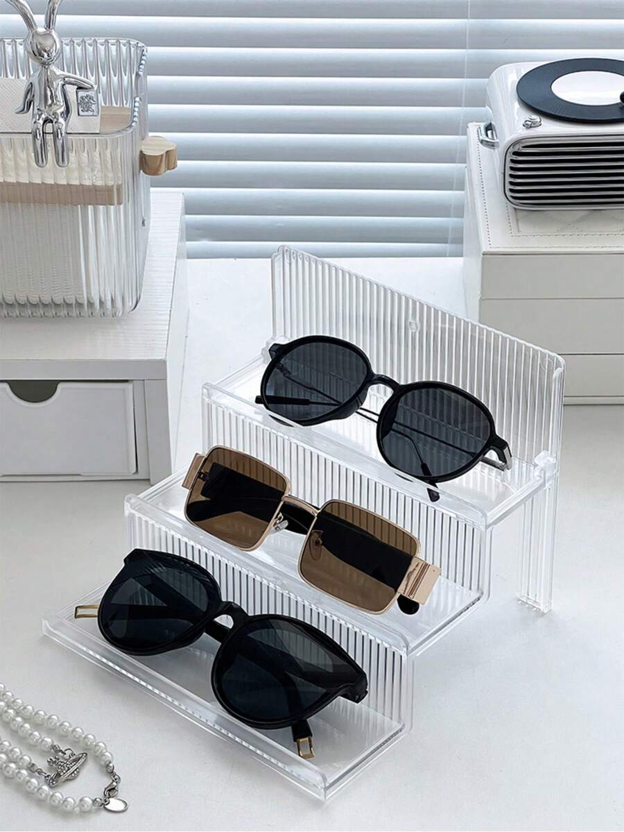 1pc 3-Tier Transparent Acrylic Storage Rack, Multi-Function Kitchen Tea Bag & Spice Organizer, Detachable Makeup & Miscellaneous Display Shelf, Wall-Mounted Or Countertop Bathroom Vanity Cabinet - Transparent - View 1