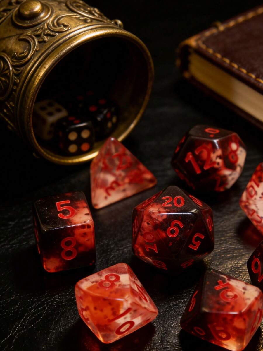 7pcs Set Crystal Style Dice Set Polyhedral Table Game Dice Role-Playing RPG Dice - Multicolor - View 1