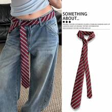 1条复古条纹领带，Y2K风格腰带，女士朋克时尚高端百搭牛仔腰绳配饰 - 彩色 - 查看 7