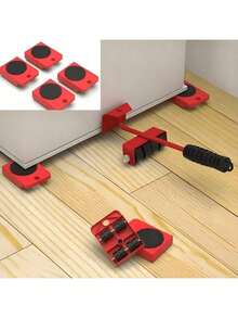 5 Packs Heavy-Duty Furniture Moving Kit With Lifter Tool And 360° Rotatable Sliders, Carbon Steel & Plastic Easy-Glide Movers For Sofas And Appliances - A - View 2