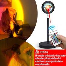 Lámpara Sunset, Lámpara Atardecer de Proyección de 16 Colores, Sunset Lamp con Ratación 360° y Control Remoto, Lámpara Nocturna de Puesta de Sol para Selfie, Fotografía, Decoración, Recámaras - Negro - Ver 4