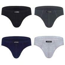 4 Pcs Wirarpa Men's Underwear Briefs Cotton Soft Waistband Underpants Comfortable Breathable Basic Underwear - Black/Dark Blue/Light Heather Gray/Dark Gray - View 9
