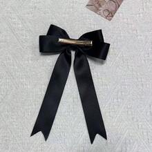 1 buc. Clamă de păr elegantă cu fundă din poliester, primăvară/vară, cleme cu gheare, agrafă de păr, agrafe de păr, accesorii pentru cap, accesorii de păr pentru femei - Negru - Vizualizare 4