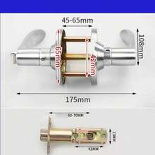 Three-Handle Door Lock Home Entry Lever Set Bathroom Entrance Passage With Key - 45-65mm - View 1
