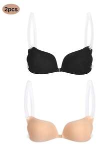 1件/2件装隐形聚拢文胸，带肩带，适合女士露背连衣裙，可重复使用 - 彩色 - 查看 13