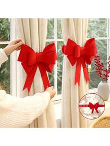 1pc Non-Woven Fabric Bow Window Curtain Tie Back - Red - View 4