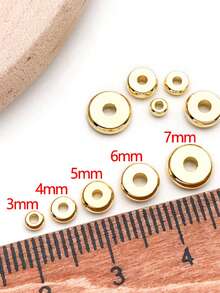 20 Pcs/Pack 3mm-7mm 18K Gold Plated Flat Wheel Spacers, DIY Jewelry Accessories Smooth Flat Beads For Bracelet And Necklace Spacing. - Gold - View 5