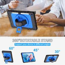 1个原装保护套，带笔槽、360°旋转手带和支架，兼容iPad 10/9/8/7/6/5/4代10.9英寸/11英寸/9.7英寸、iPad 11（A16 2025）、iPad（A16）11英寸第11代2025、Galaxy Tab A8 10.5英寸2022、iPad Pro/Air6/Air7 11英寸2018/2020/2021/2022/2024/2025、iPad Mini 6 8.3英寸、iPad Mini 7 A17 Pro 8.3英寸2024。 - 黑+天藍 - 查看 4