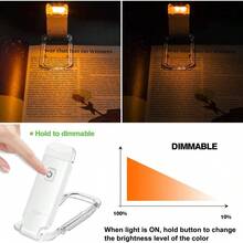 Mini Reading Clip Light, LED Nightlight, USB Rechargeable, Dimmable, Eye-Caring, Portable - White - View 7