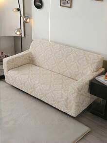 1pc Bohemian Baroque Style Elastic Sofa Cover - Breathable, Pet Friendly, Machine Washable Polyester And Spandex, Floral Jacquard Pattern, Suitable For Sofas Of One To Four People -180g/Square Meter, Living Room Furniture Decoration - Beige - View 7