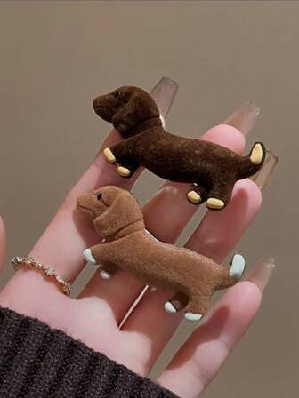 2pcs Cute Puppy Design Hair Clips, Funny Cartoon Side Bangs Clips, Hair Accessories