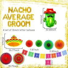 CZ JeVenis Nacho Average Groom Globos Nacho Average Groom Decoración Decoración para despedida de soltera mexicana Decoración para fiesta de compromisoy boda mexicana 8764 - Dorado - Ver 3