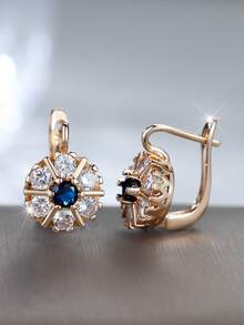 Vanel 1 Pair Elegant Luxury Cubic Zirconia Flower Stud Earrings, Gift For Girlfriend, Wedding, Engagement - earrings - View 3